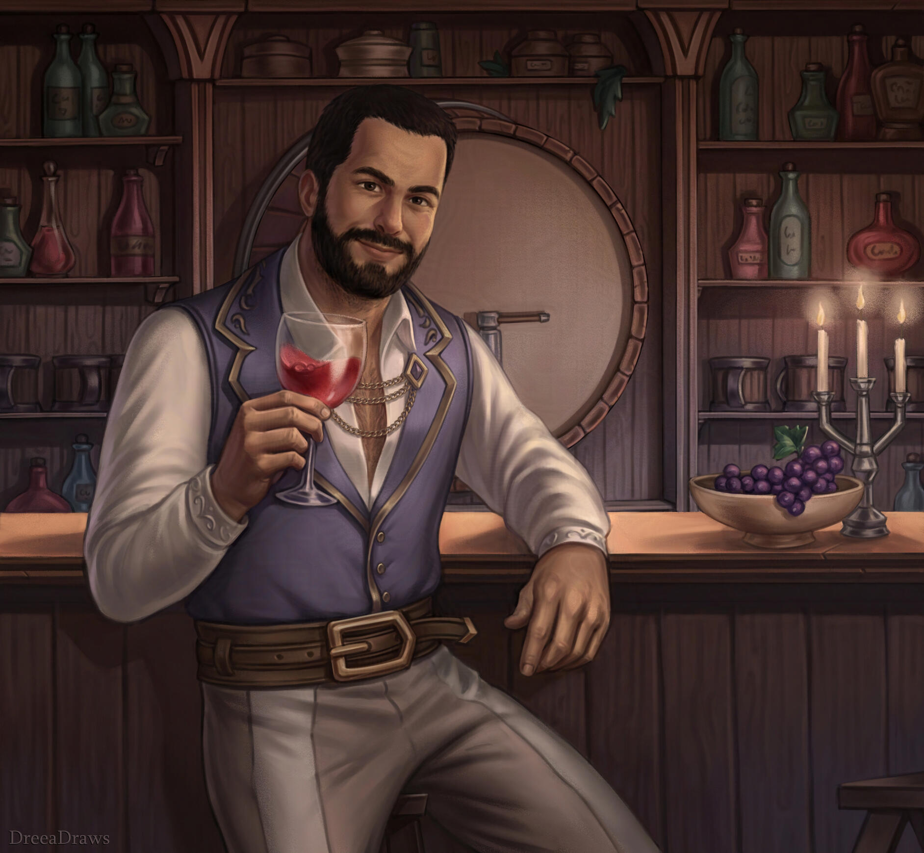 Harun, at the tavern. Commissioned by Noel Harun, at the tavern. Commissioned by Noel